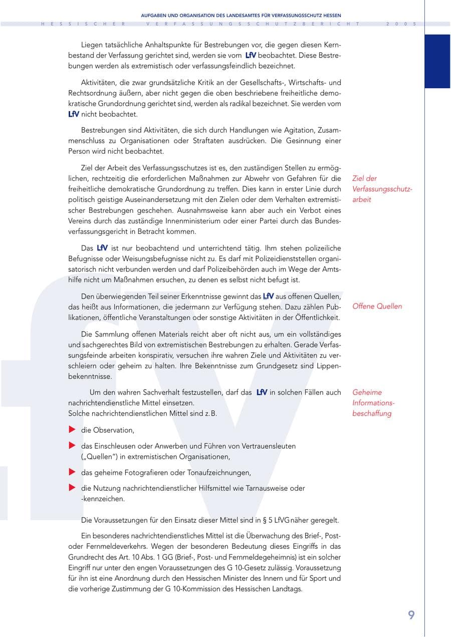 Seite 10 des Verfassungsschutzbericht 2005 Hessen