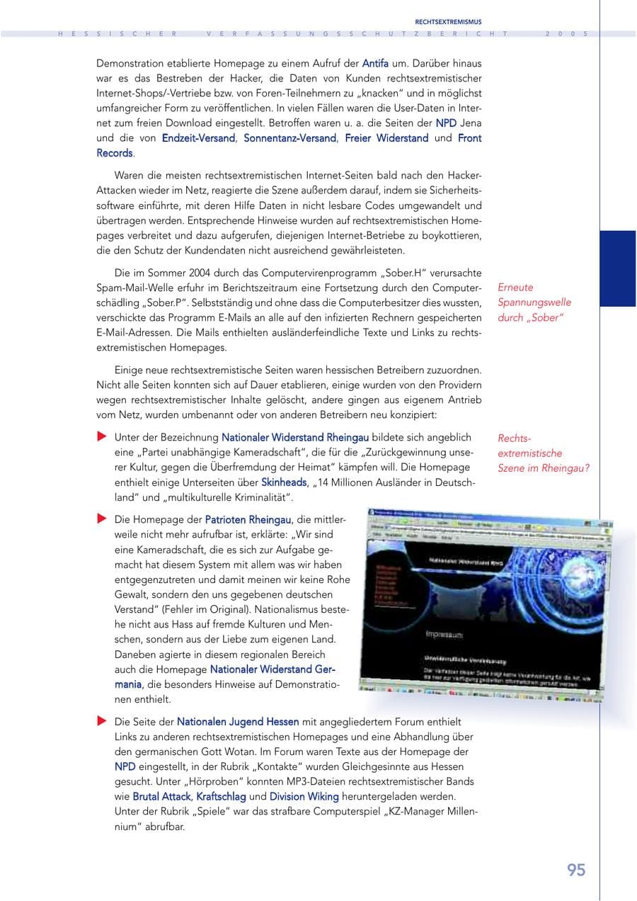 Seite 96 des Verfassungsschutzbericht 2005 Hessen