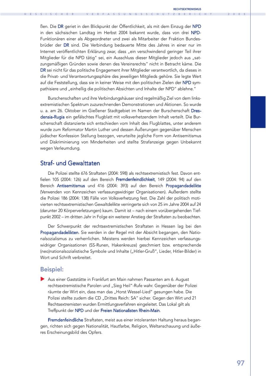 Seite 98 des Verfassungsschutzbericht 2005 Hessen