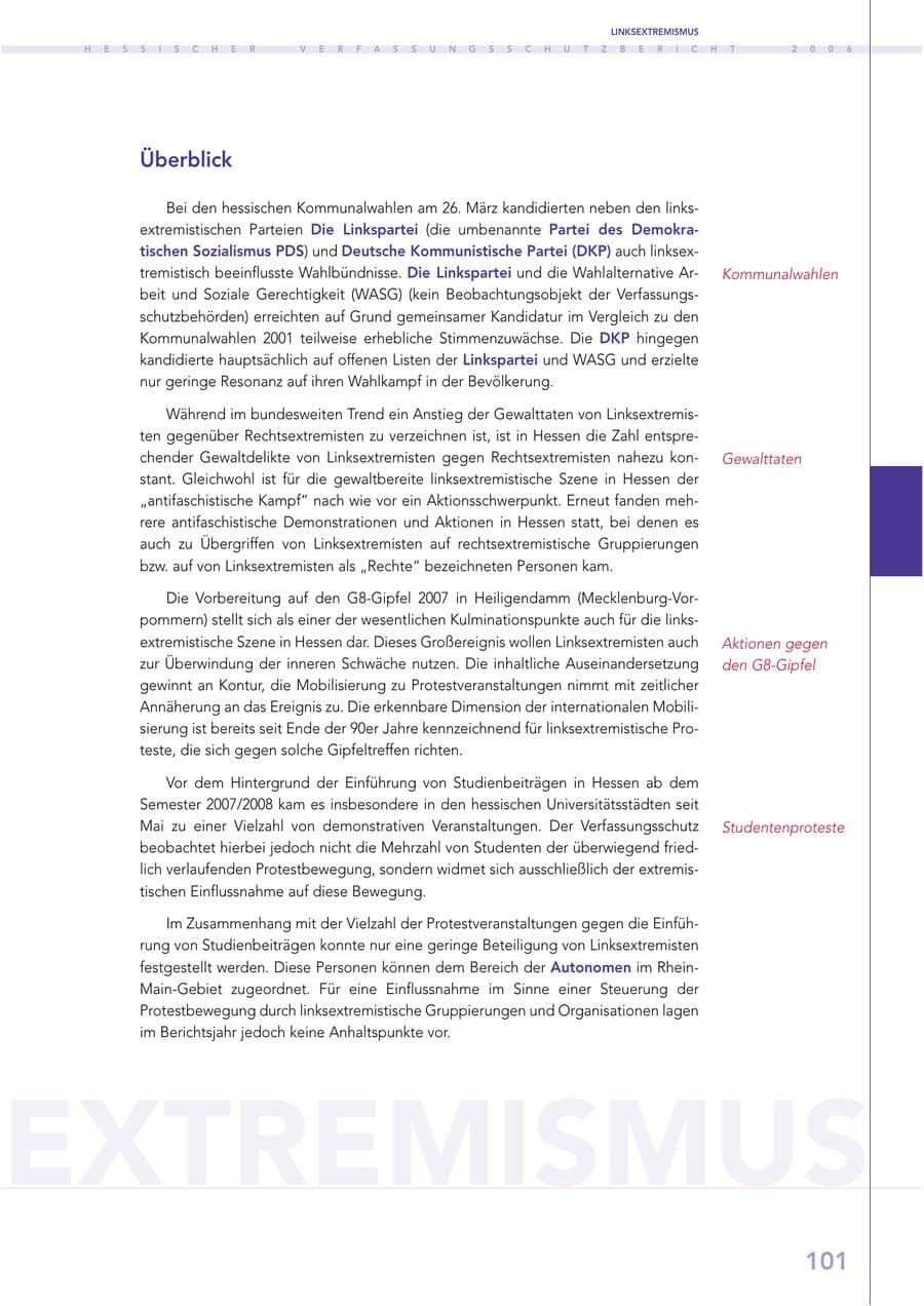 Seite 101 des Verfassungsschutzbericht 2006 Hessen