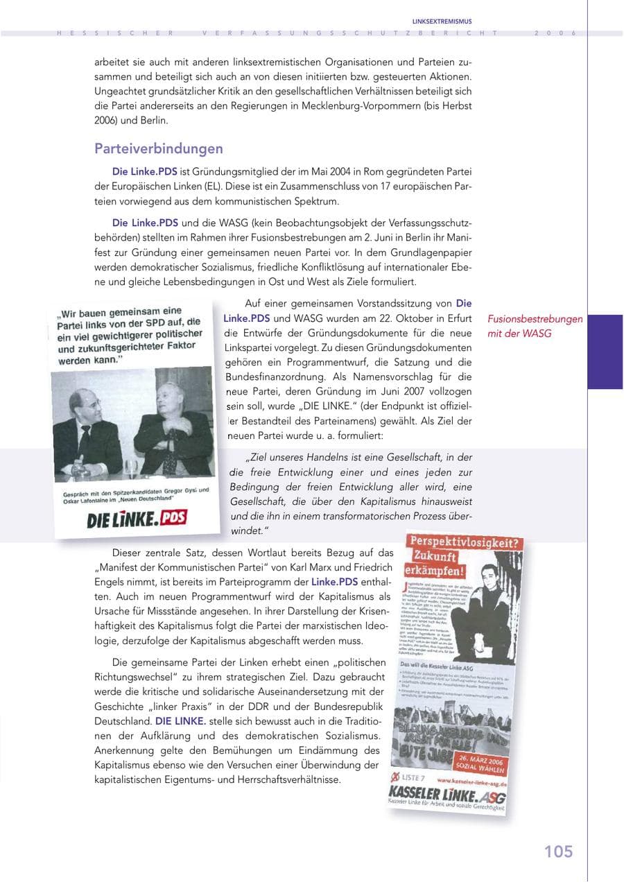 Seite 105 des Verfassungsschutzbericht 2006 Hessen