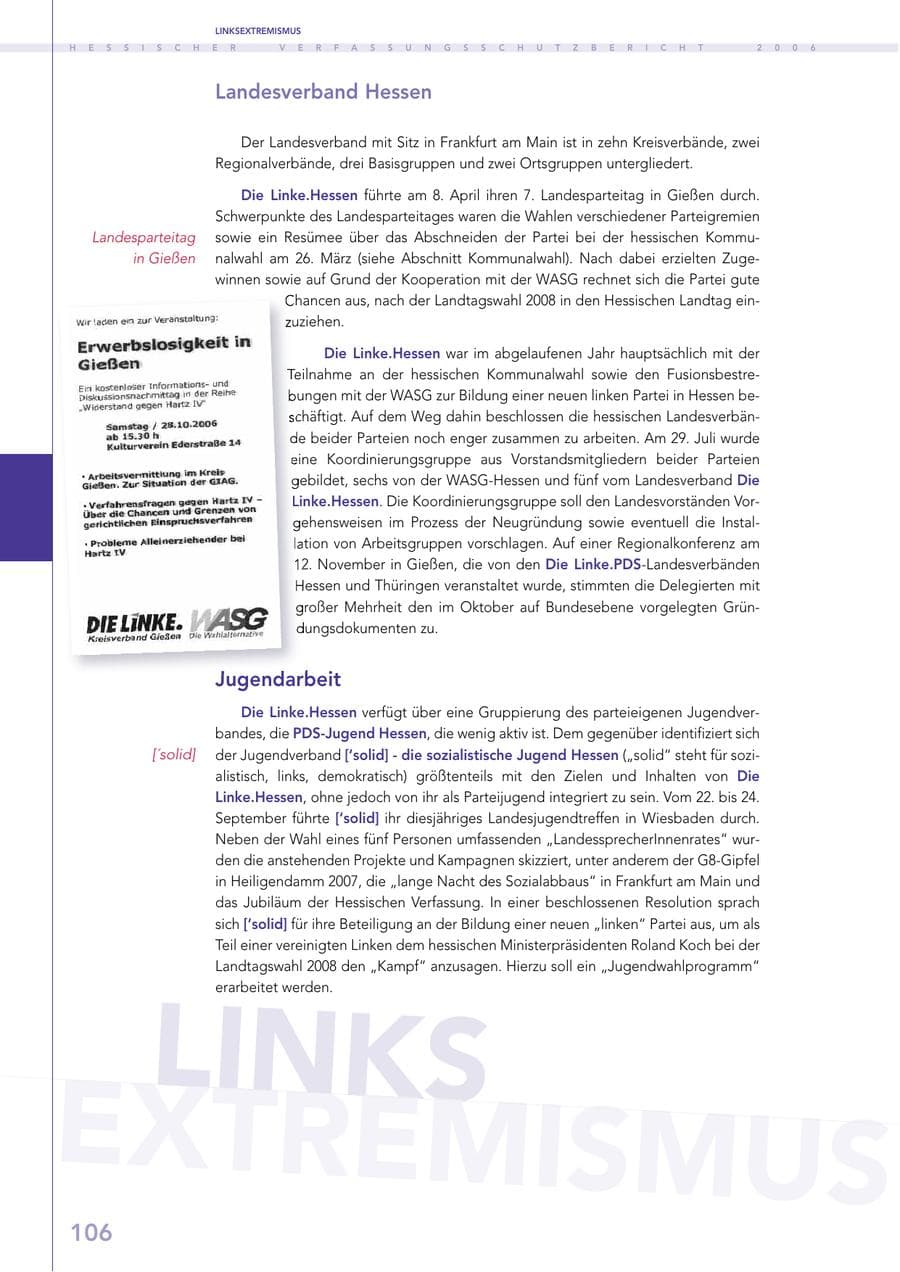 Seite 106 des Verfassungsschutzbericht 2006 Hessen