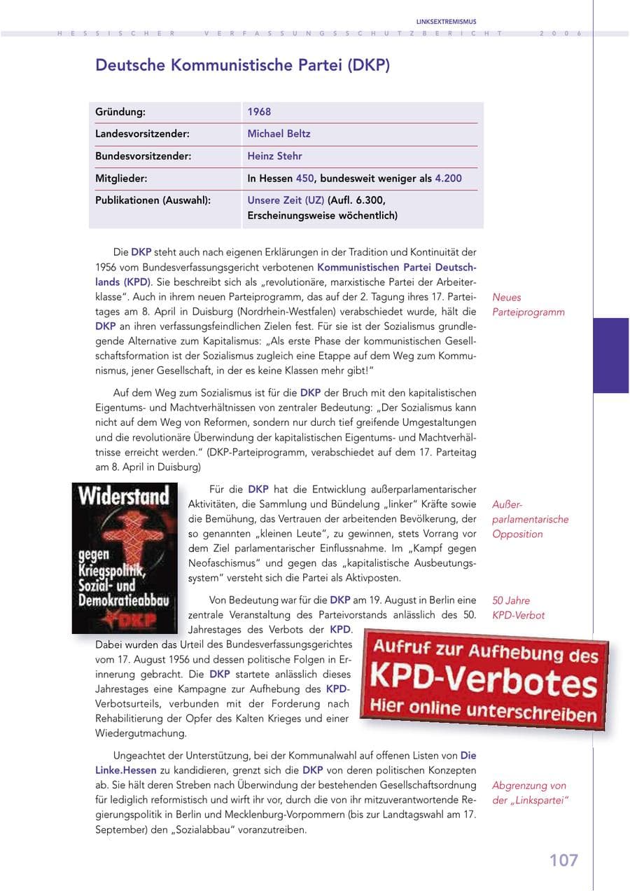 Seite 107 des Verfassungsschutzbericht 2006 Hessen