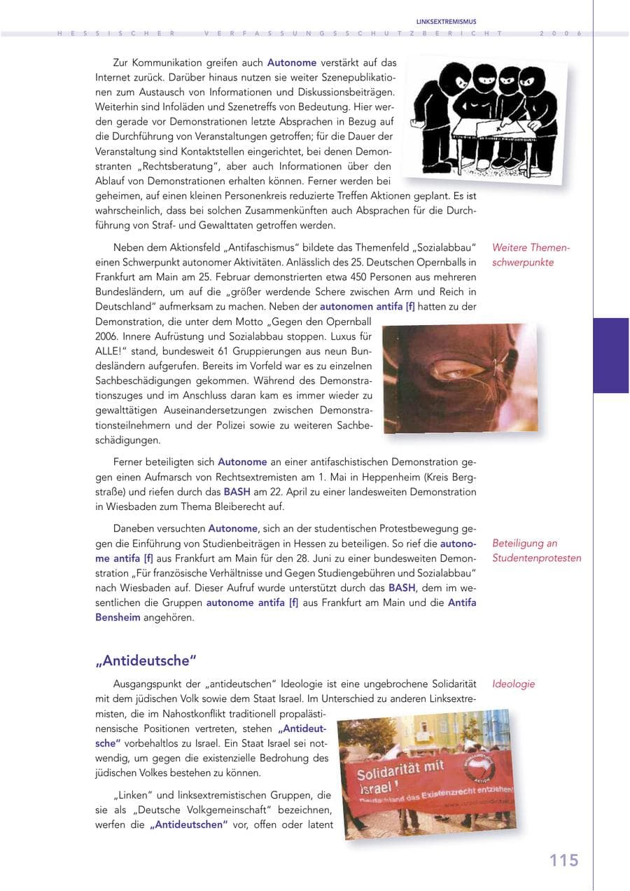 Seite 115 des Verfassungsschutzbericht 2006 Hessen