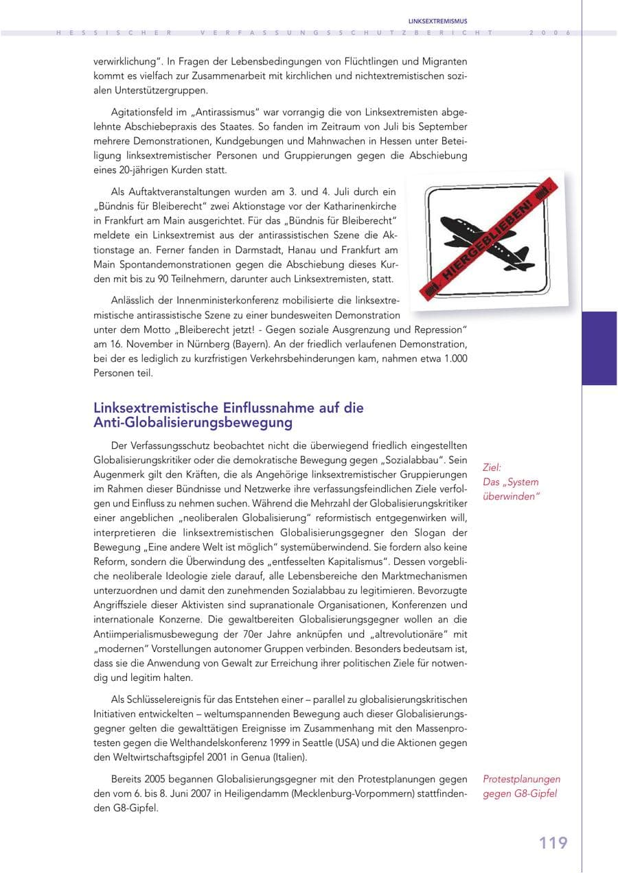 Seite 119 des Verfassungsschutzbericht 2006 Hessen