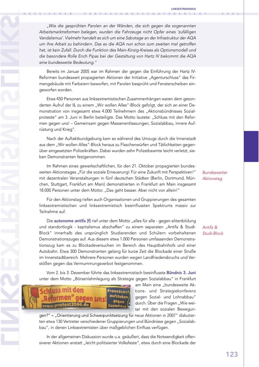 Seite 123 des Verfassungsschutzbericht 2006 Hessen