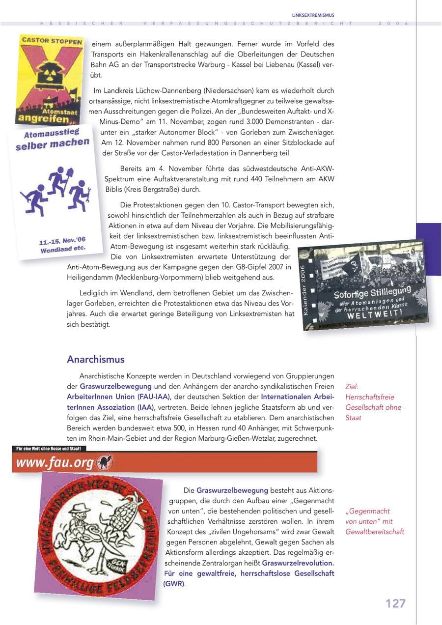 Seite 127 des Verfassungsschutzbericht 2006 Hessen