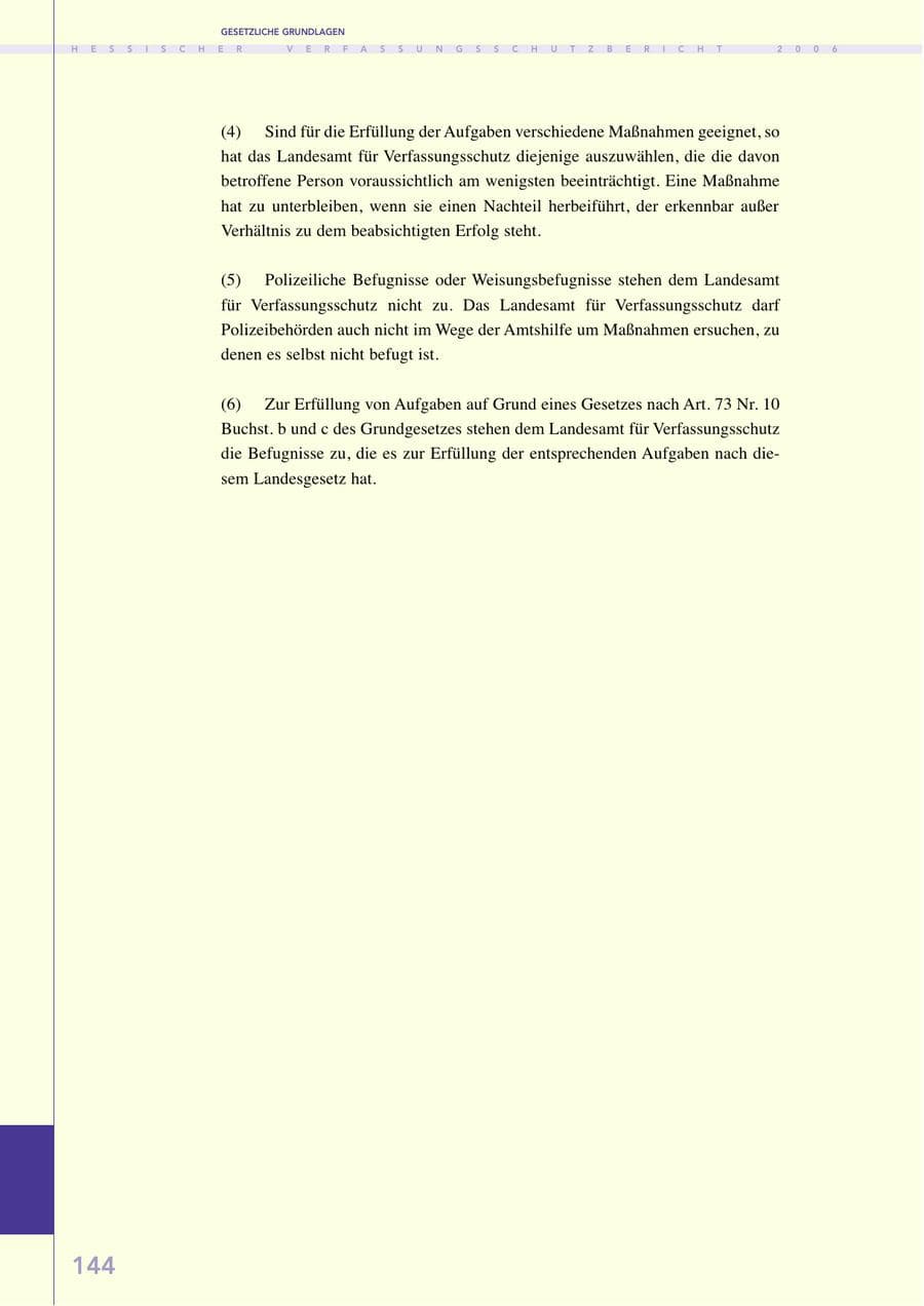 Seite 144 des Verfassungsschutzbericht 2006 Hessen