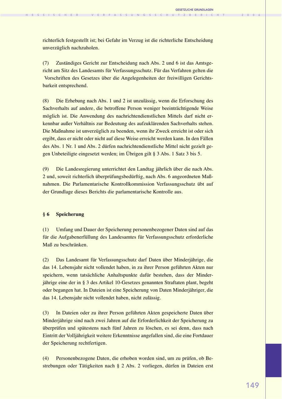 Seite 149 des Verfassungsschutzbericht 2006 Hessen