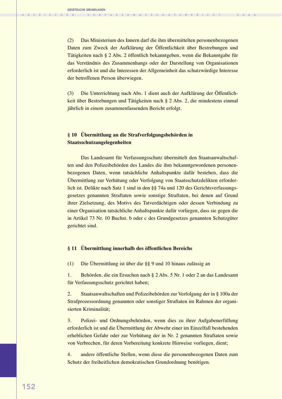 Seite 152 des Verfassungsschutzbericht 2006 Hessen