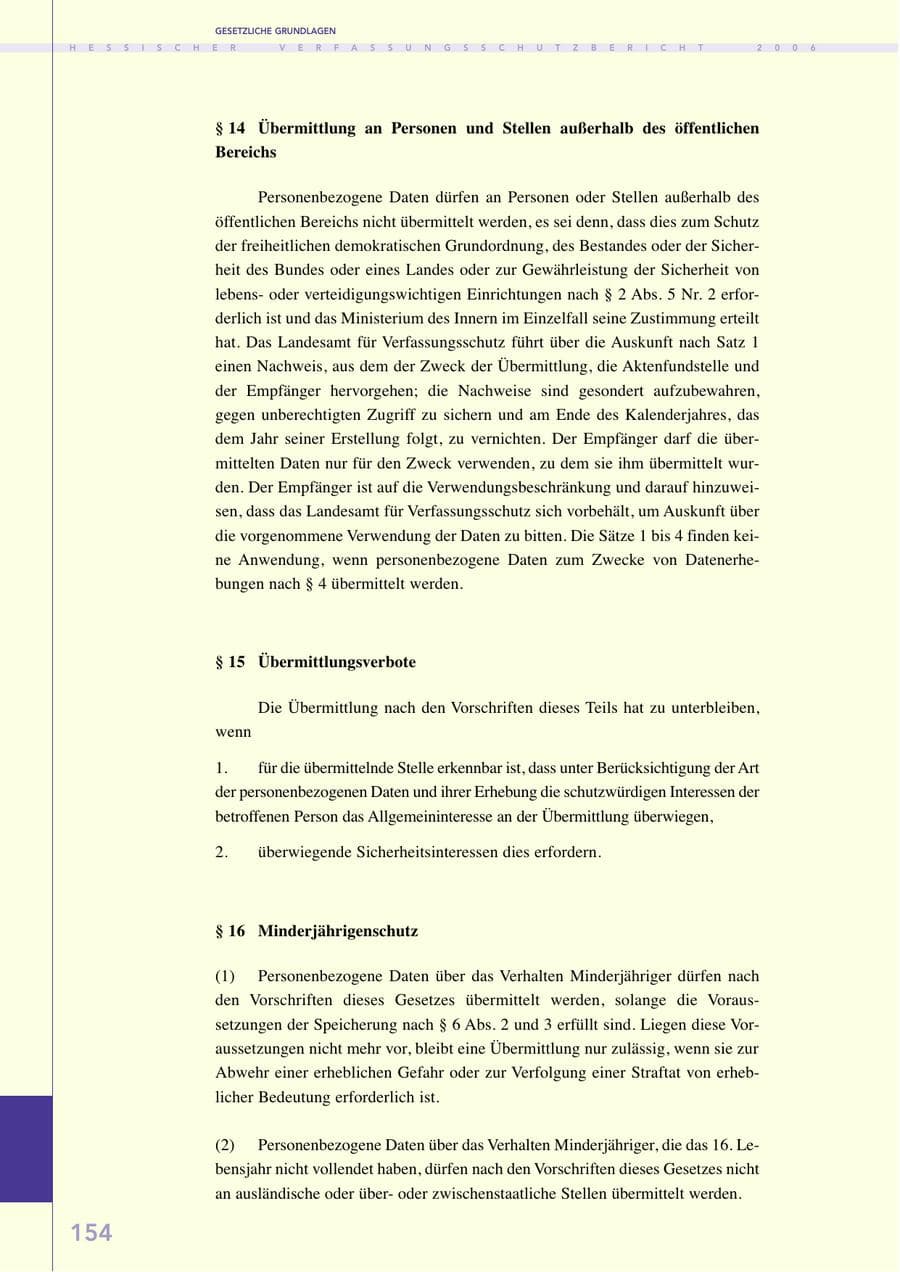 Seite 154 des Verfassungsschutzbericht 2006 Hessen