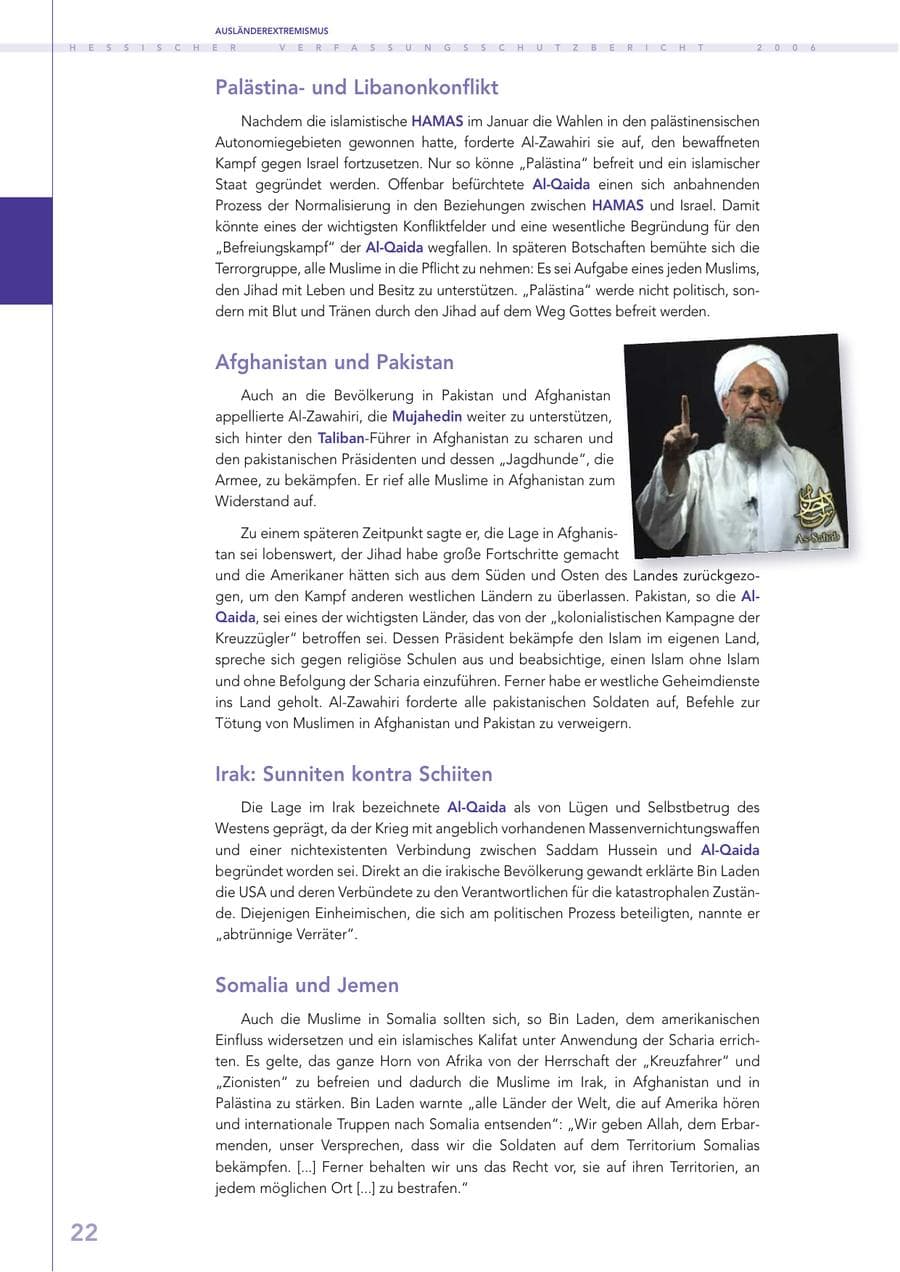 Seite 22 des Verfassungsschutzbericht 2006 Hessen
