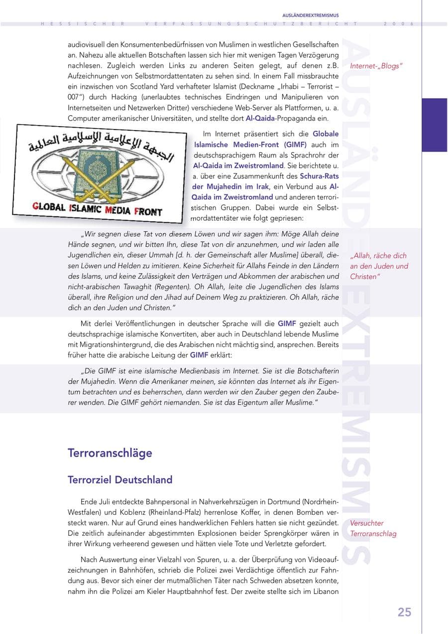 Seite 25 des Verfassungsschutzbericht 2006 Hessen