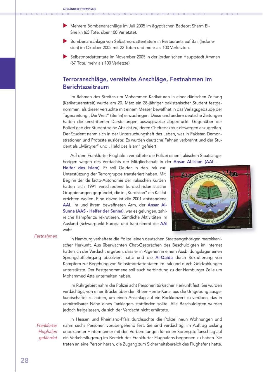 Seite 28 des Verfassungsschutzbericht 2006 Hessen