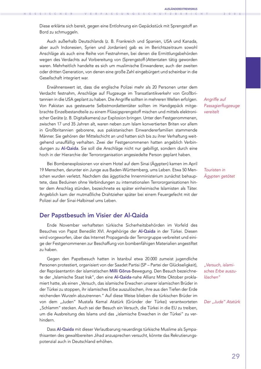 Seite 29 des Verfassungsschutzbericht 2006 Hessen