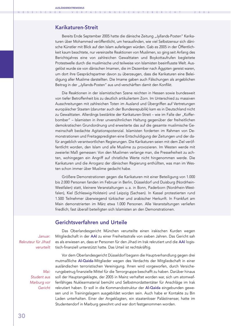Seite 30 des Verfassungsschutzbericht 2006 Hessen