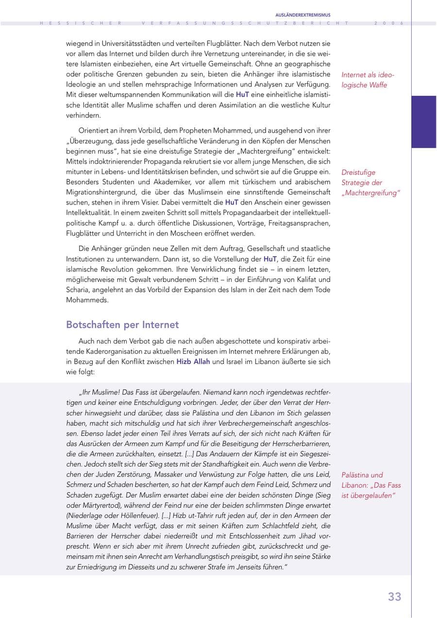 Seite 33 des Verfassungsschutzbericht 2006 Hessen