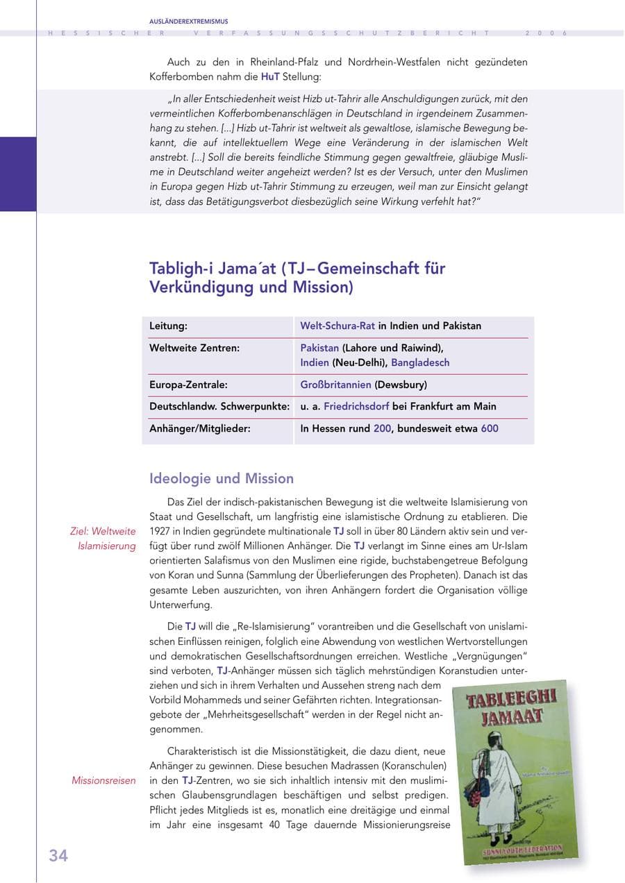 Seite 34 des Verfassungsschutzbericht 2006 Hessen