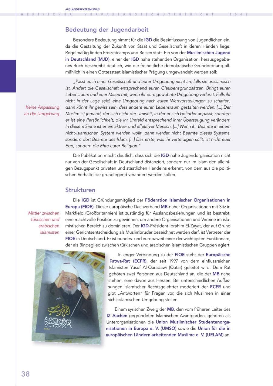 Seite 38 des Verfassungsschutzbericht 2006 Hessen