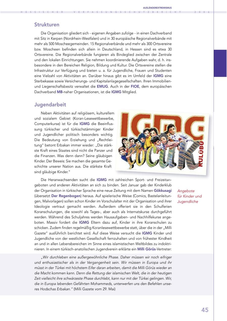 Seite 45 des Verfassungsschutzbericht 2006 Hessen