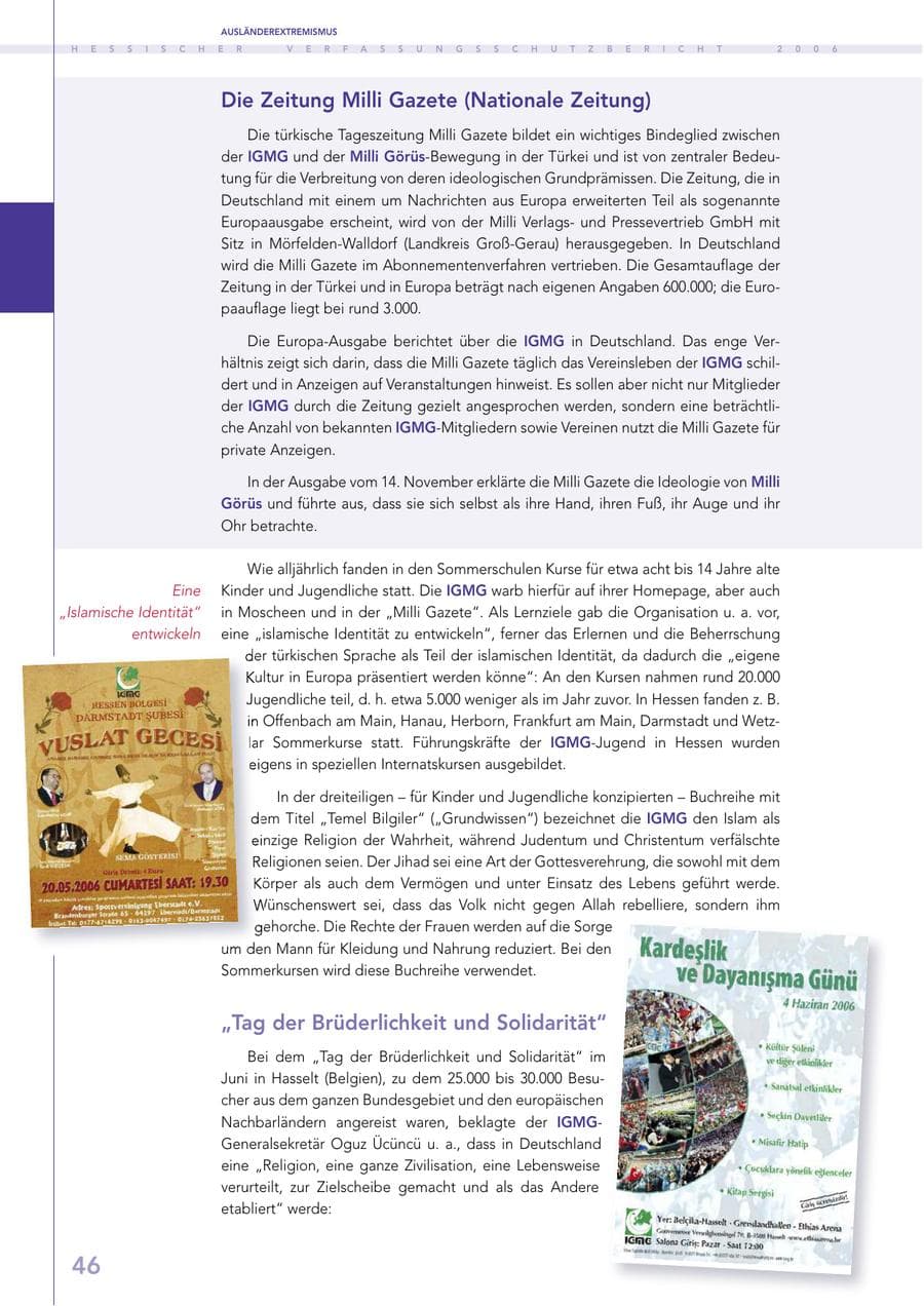 Seite 46 des Verfassungsschutzbericht 2006 Hessen