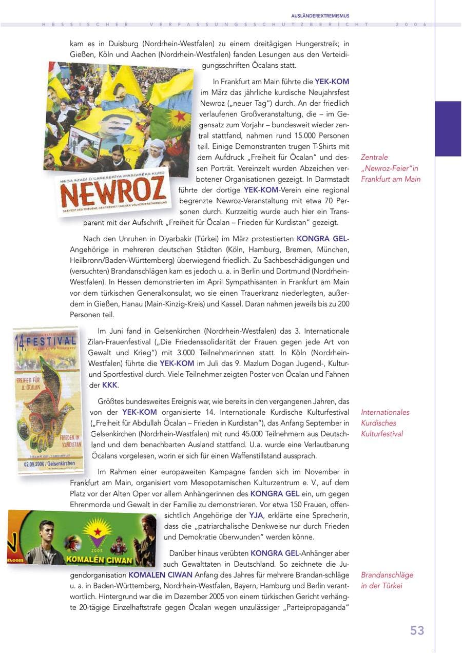 Seite 53 des Verfassungsschutzbericht 2006 Hessen