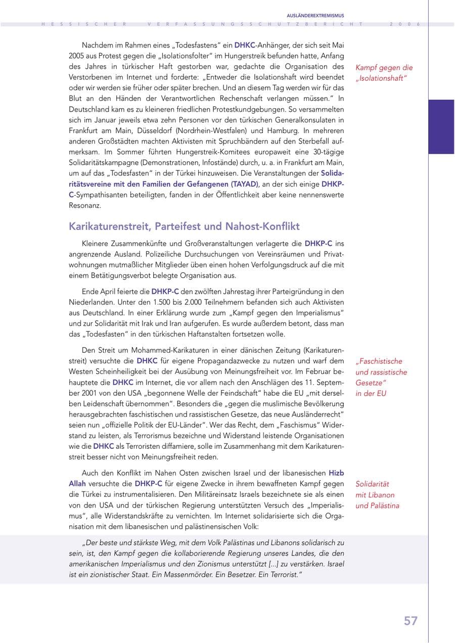 Seite 57 des Verfassungsschutzbericht 2006 Hessen