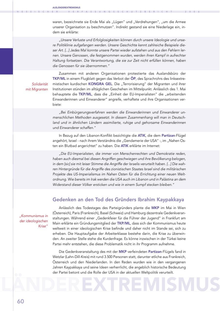 Seite 60 des Verfassungsschutzbericht 2006 Hessen