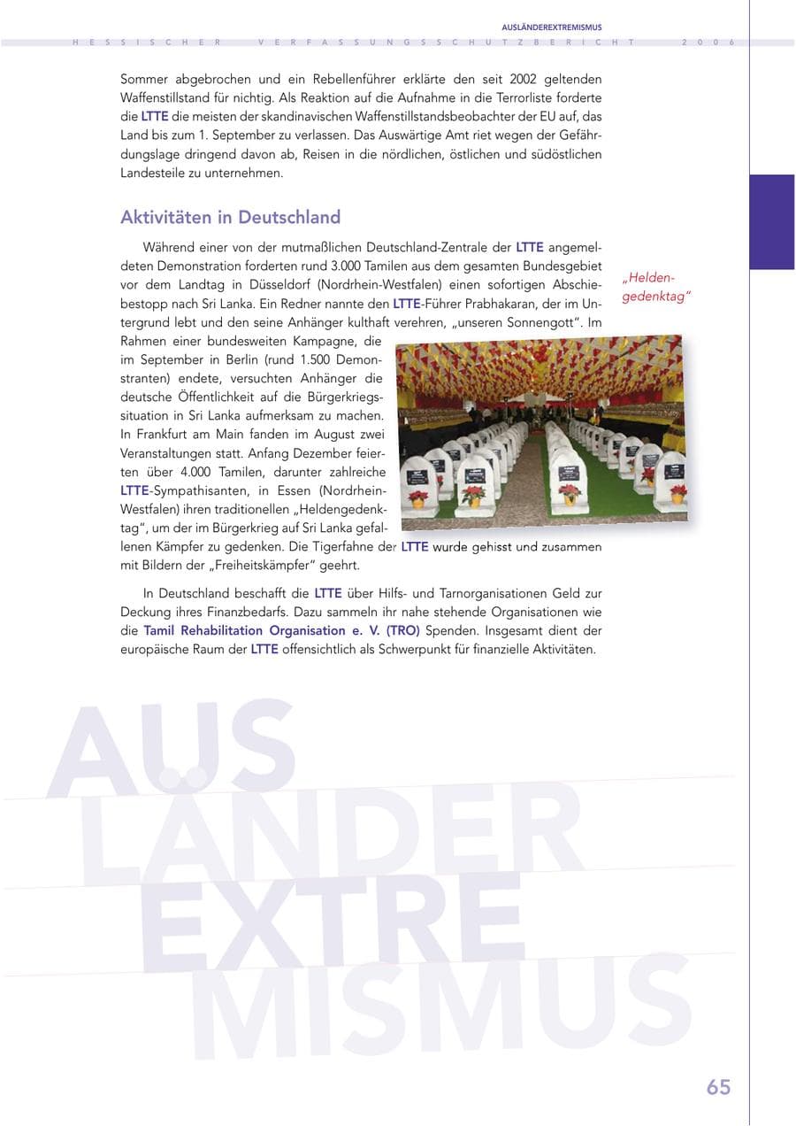 Seite 65 des Verfassungsschutzbericht 2006 Hessen