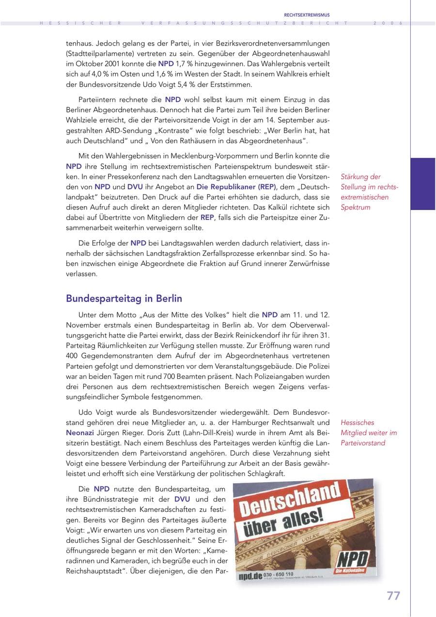 Seite 77 des Verfassungsschutzbericht 2006 Hessen
