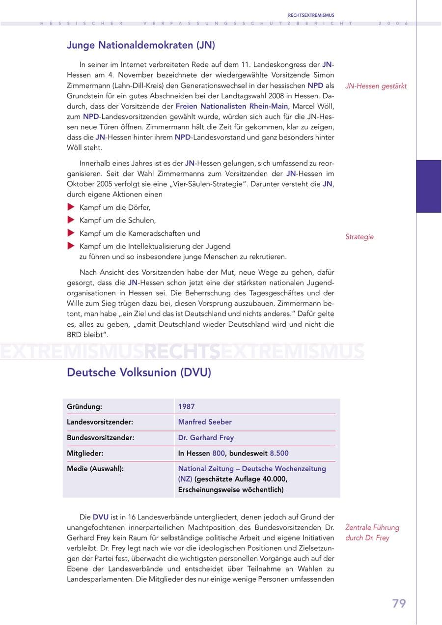 Seite 79 des Verfassungsschutzbericht 2006 Hessen