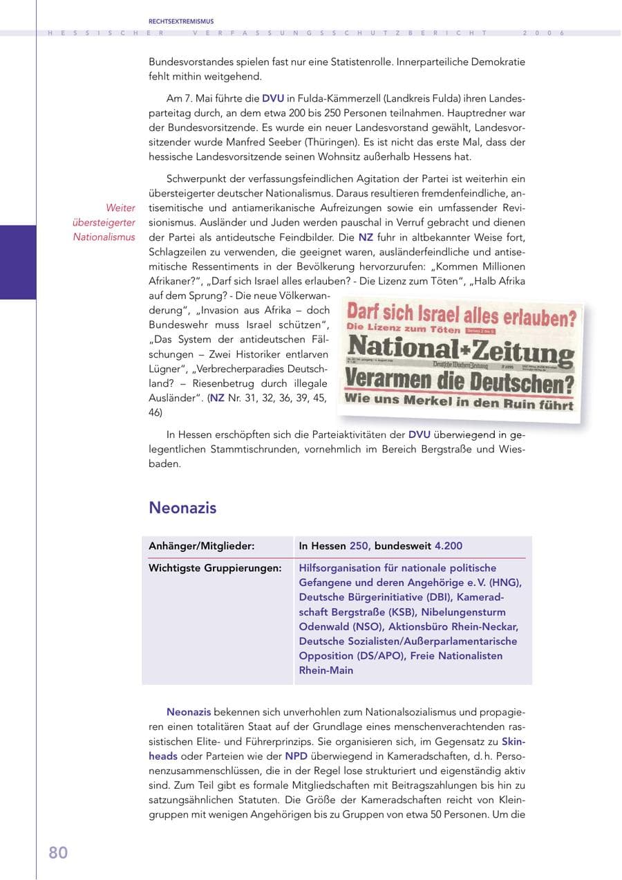 Seite 80 des Verfassungsschutzbericht 2006 Hessen