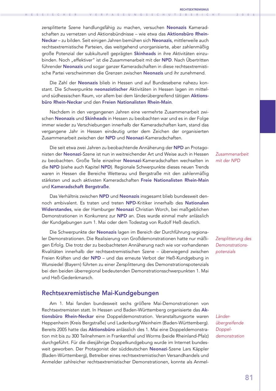 Seite 81 des Verfassungsschutzbericht 2006 Hessen