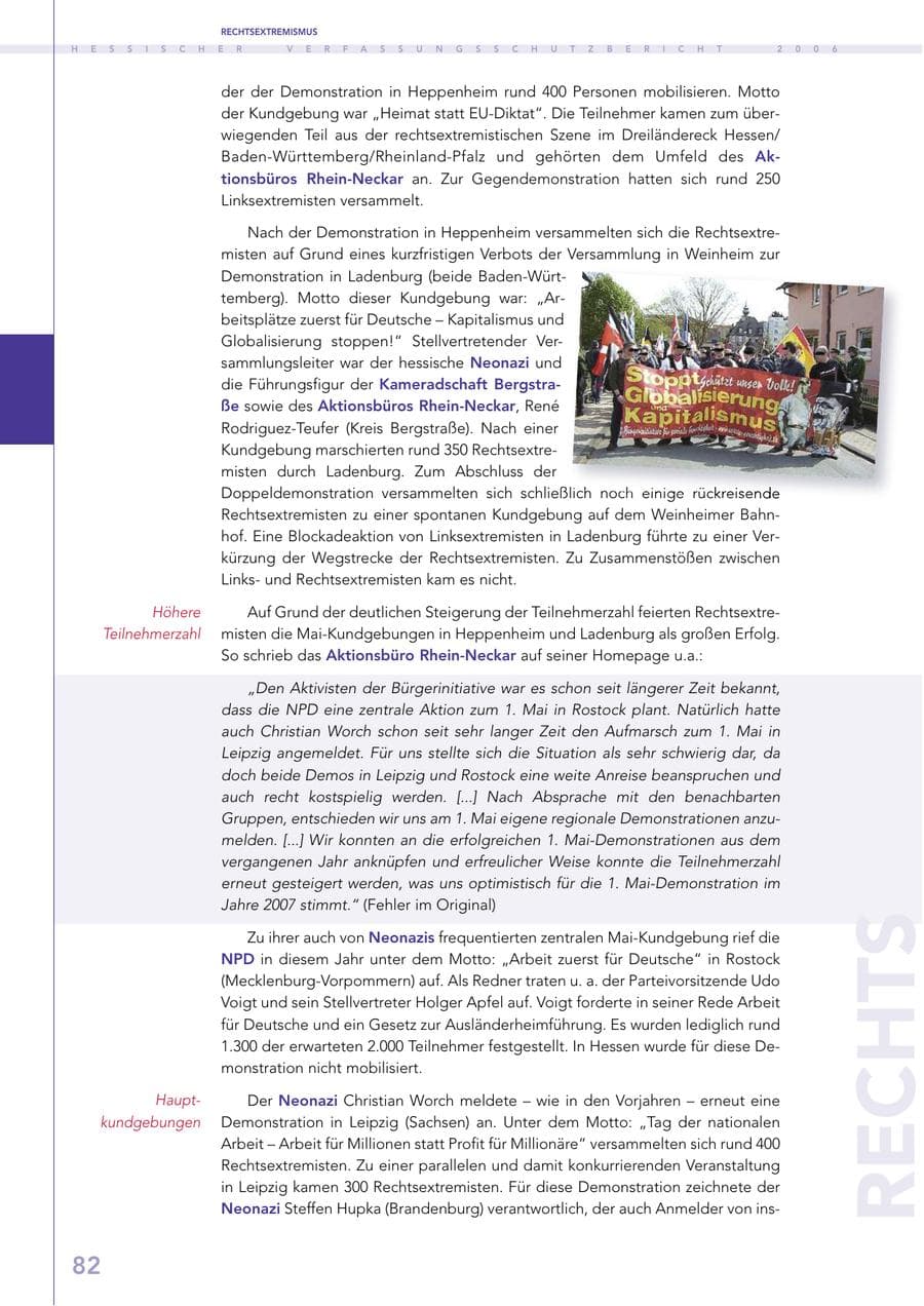 Seite 82 des Verfassungsschutzbericht 2006 Hessen