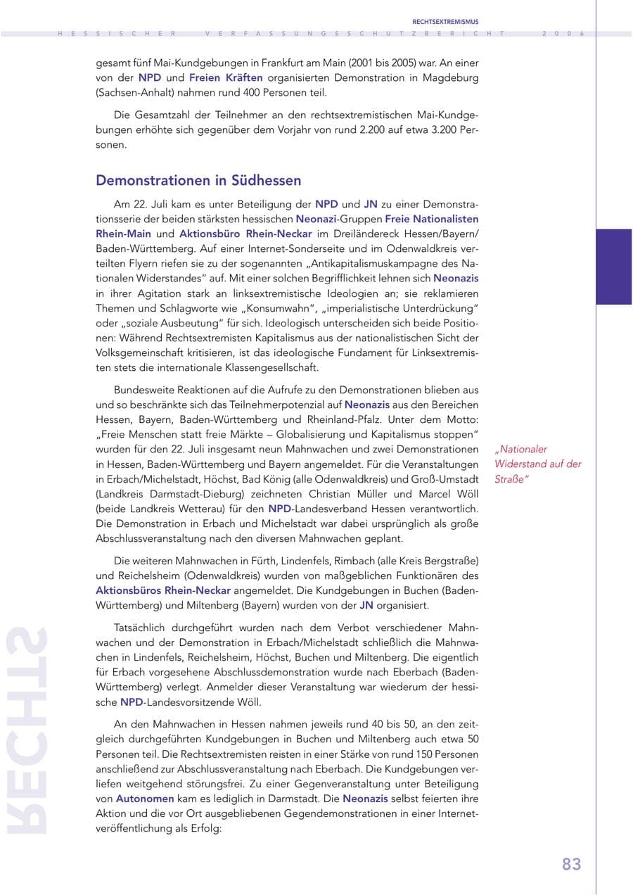 Seite 83 des Verfassungsschutzbericht 2006 Hessen