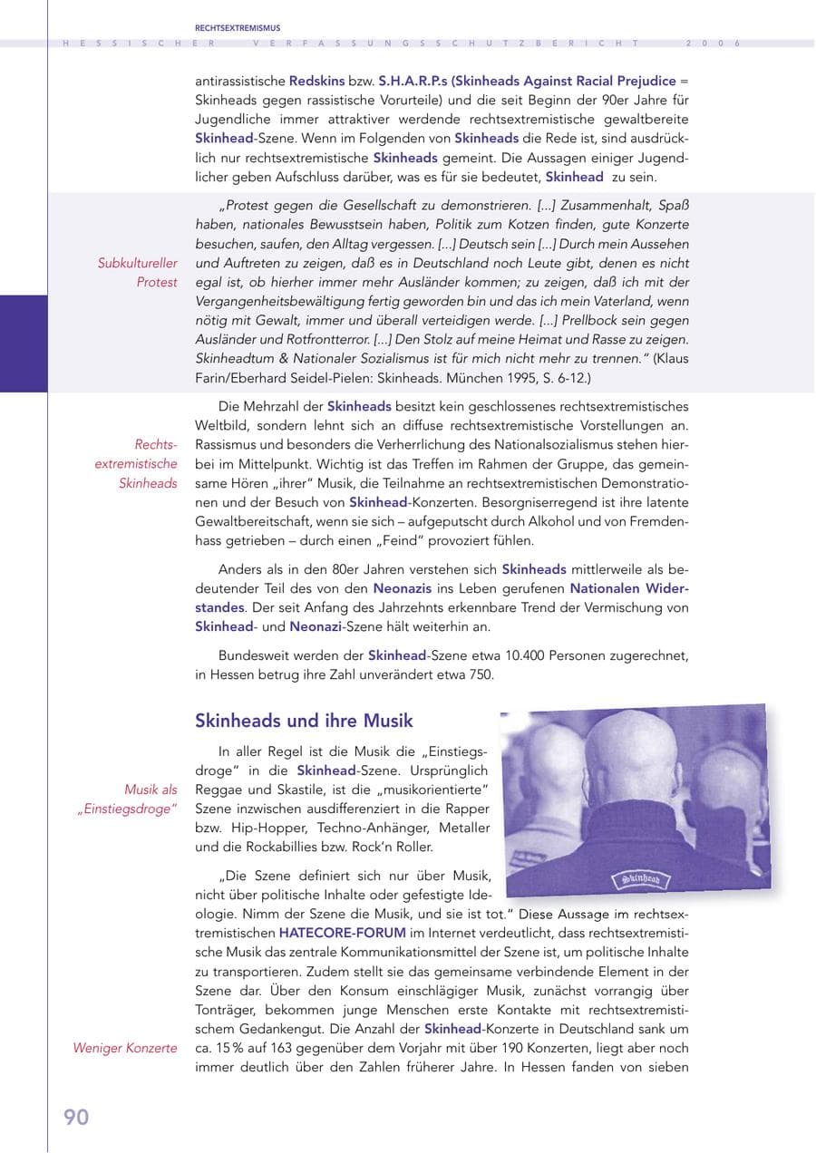 Seite 90 des Verfassungsschutzbericht 2006 Hessen