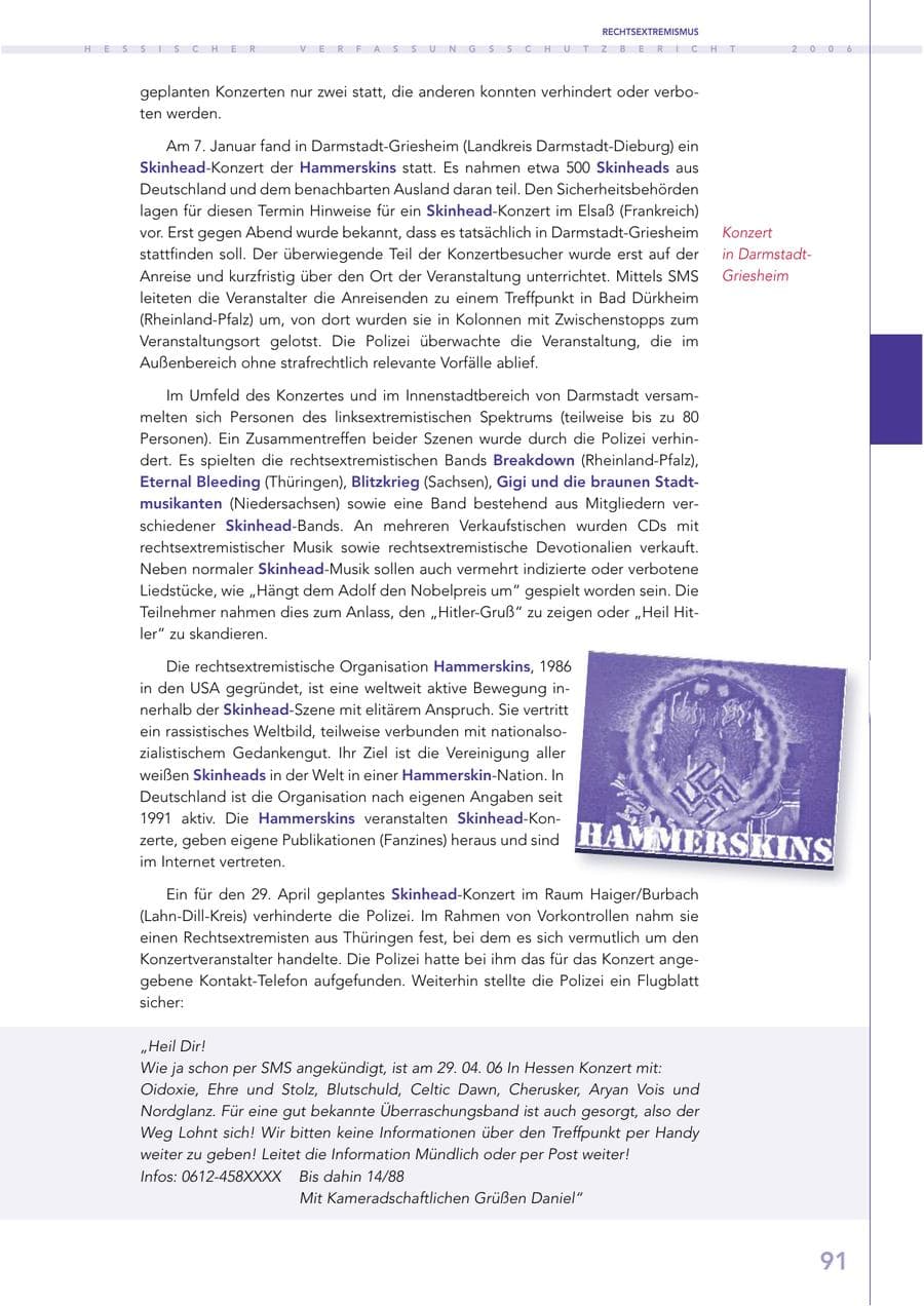 Seite 91 des Verfassungsschutzbericht 2006 Hessen