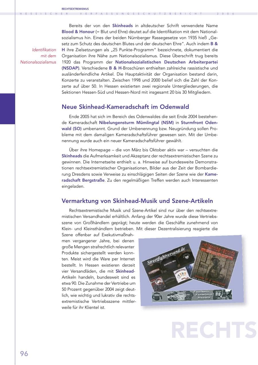 Seite 96 des Verfassungsschutzbericht 2006 Hessen
