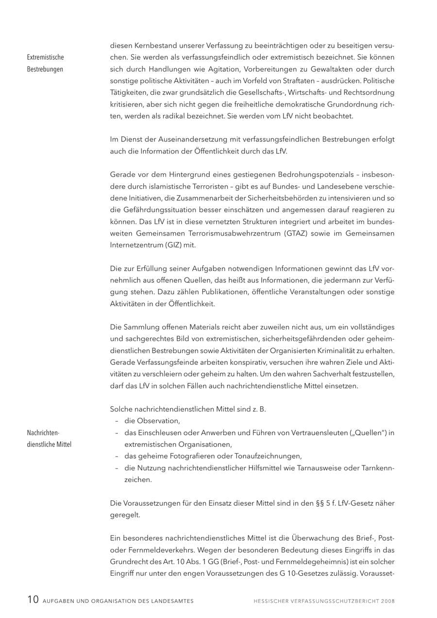Seite 11 des Verfassungsschutzbericht 2008 Hessen