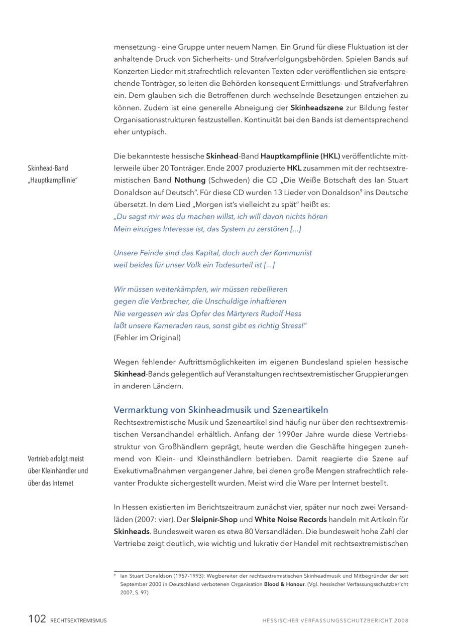 Seite 103 des Verfassungsschutzbericht 2008 Hessen
