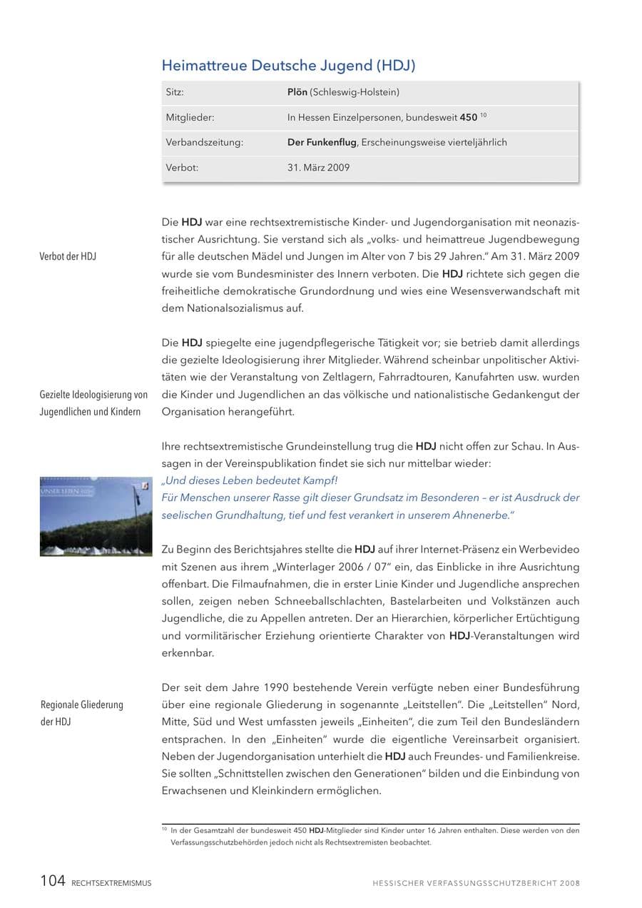 Seite 105 des Verfassungsschutzbericht 2008 Hessen
