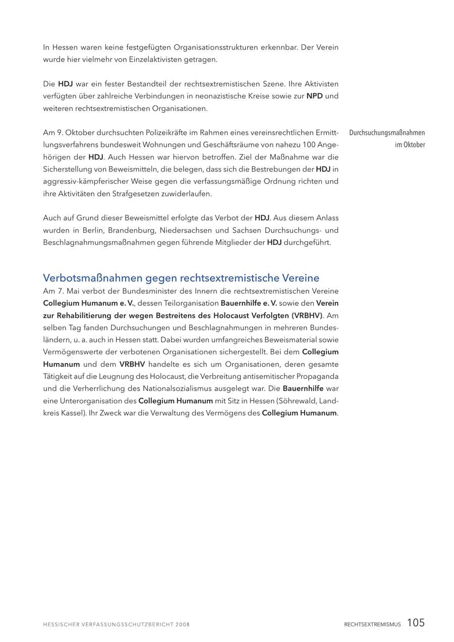 Seite 106 des Verfassungsschutzbericht 2008 Hessen