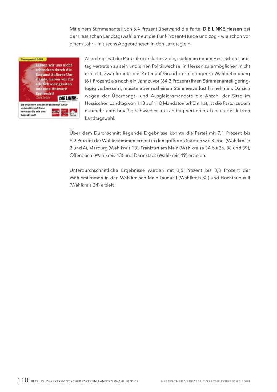 Seite 119 des Verfassungsschutzbericht 2008 Hessen
