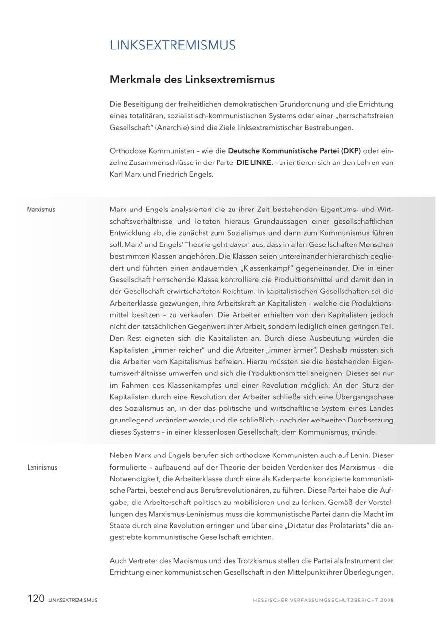 Seite 121 des Verfassungsschutzbericht 2008 Hessen