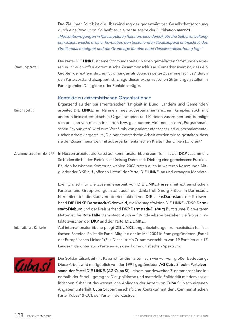 Seite 129 des Verfassungsschutzbericht 2008 Hessen
