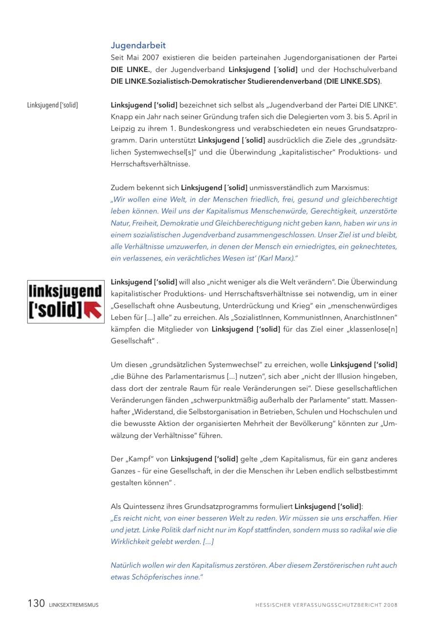 Seite 131 des Verfassungsschutzbericht 2008 Hessen