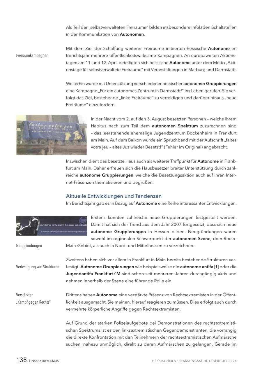 Seite 139 des Verfassungsschutzbericht 2008 Hessen