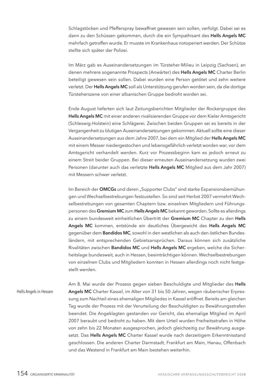 Seite 155 des Verfassungsschutzbericht 2008 Hessen