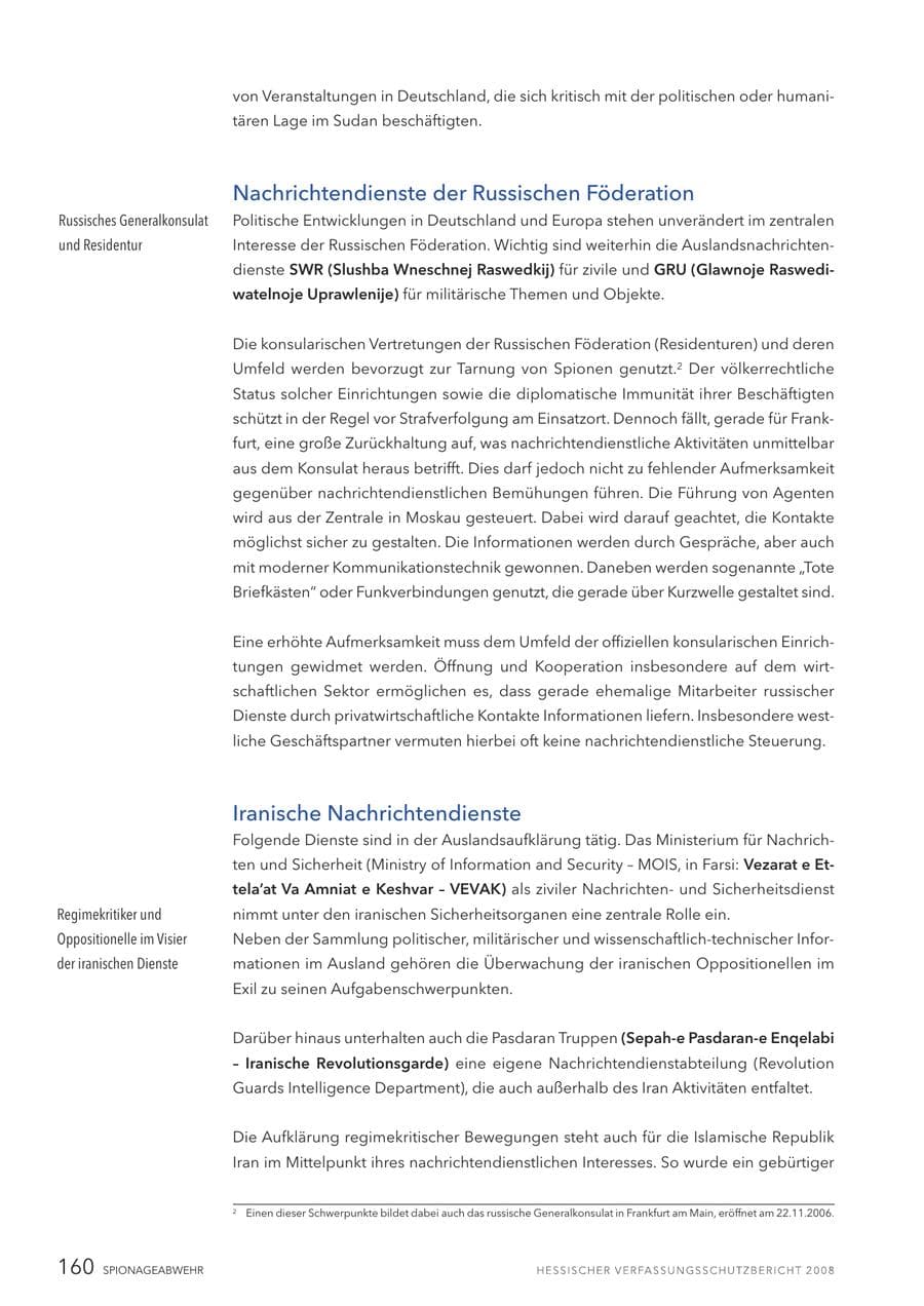 Seite 161 des Verfassungsschutzbericht 2008 Hessen