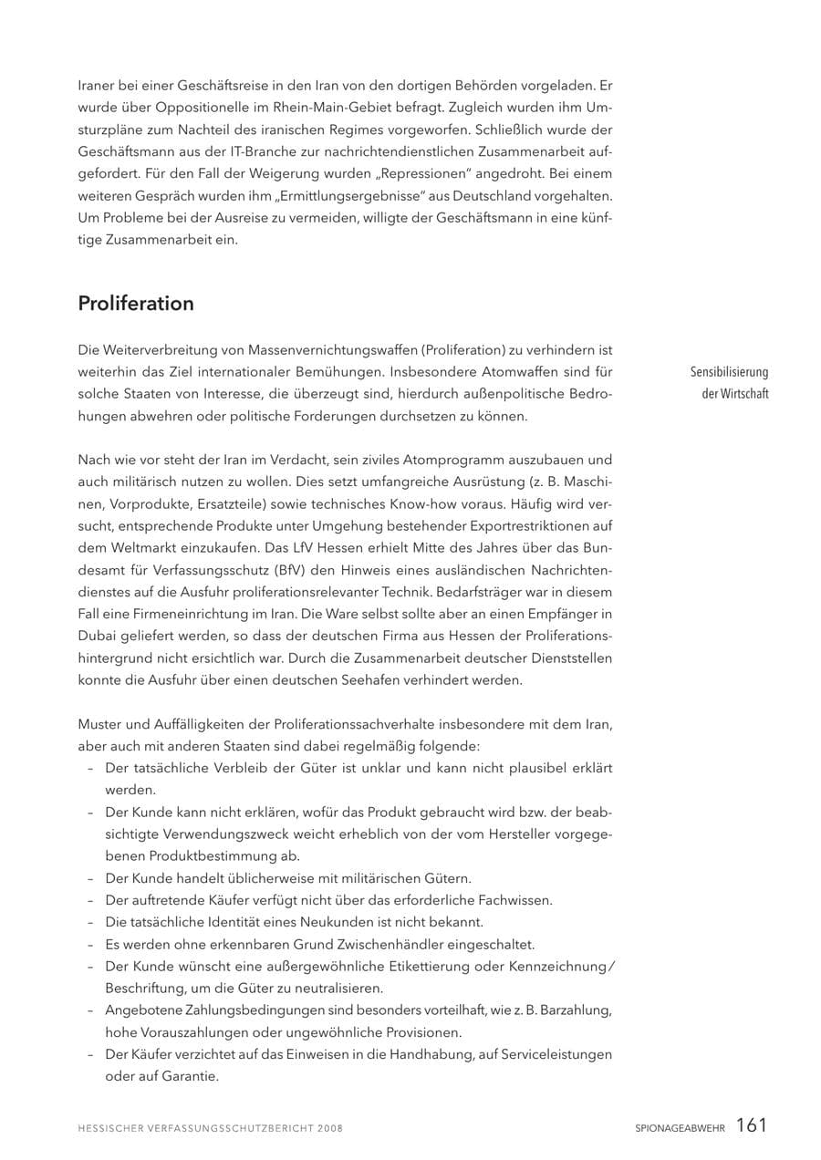 Seite 162 des Verfassungsschutzbericht 2008 Hessen